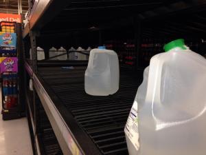 Hardly any water at the grocery store...Photo credit M. Vielhaber