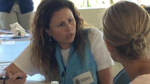 Teri Villarreal, usually an import specialist with CBP’s Rosemont, Illinois, office, helps residents of the U.S. Virgin Islands as a member of FEMA’s Surge Capacity Force. FEMA photo by Kevin Sur
